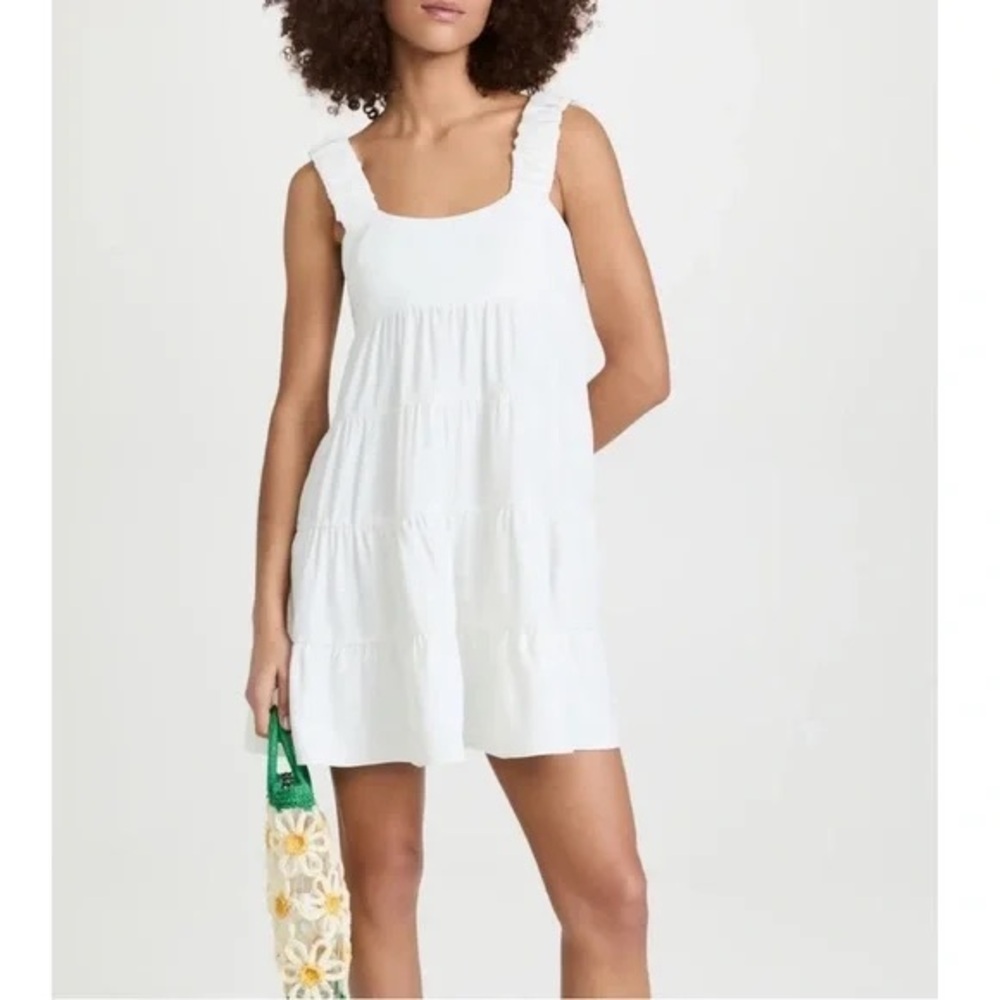 Amanda Uprichard Tiered Nicolia Mini Babydoll Dress in Ivory White size Medium